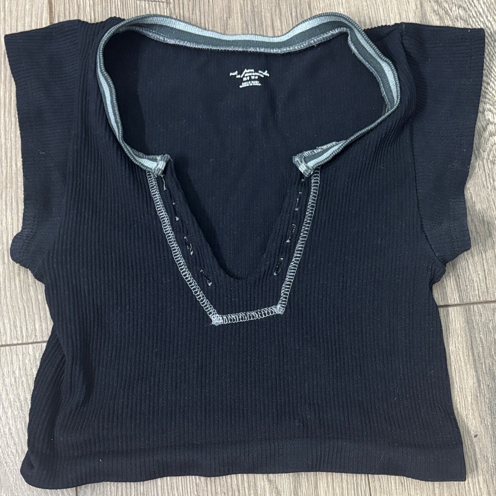 Urban Outfitters Black Ribbed Crop Top